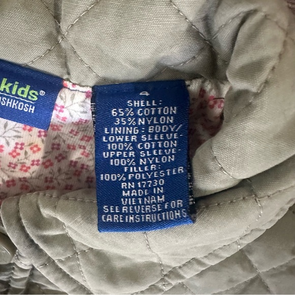 Osh Kosh Geniune Kids Girls Green Quilted Jacket 4T - Picture 5 of 8